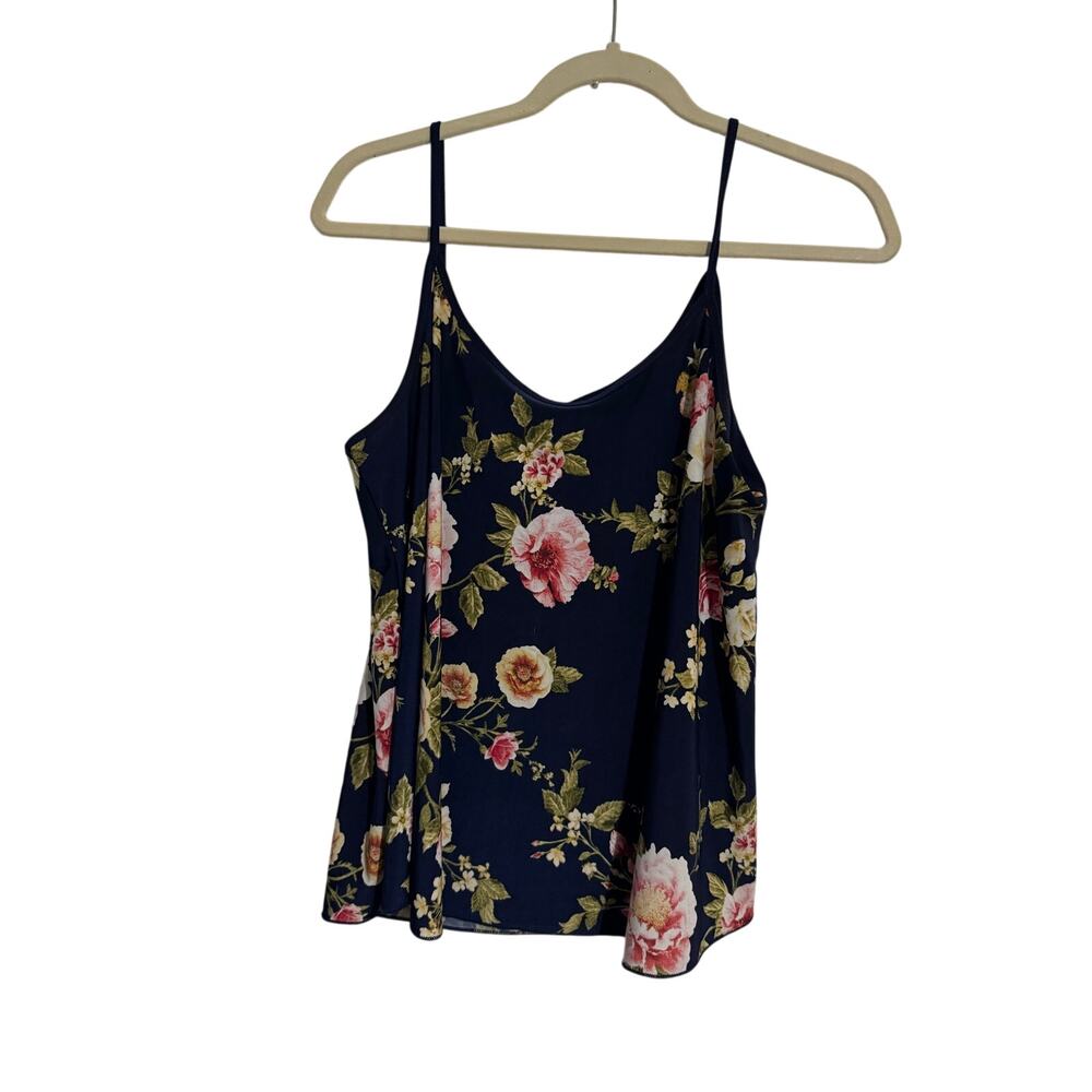 Lavish Women’s XL Navy Blue Floral Spaghetti Strap Camisole Tank Top
